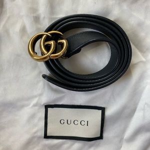 GUCCI black & gold skinny belt